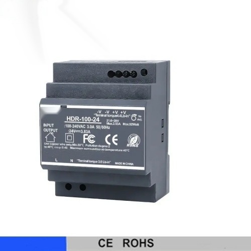 Hdr-100 DIN Rail Single Output Power Supply 100W 12V 24V DC for Industrial Control System